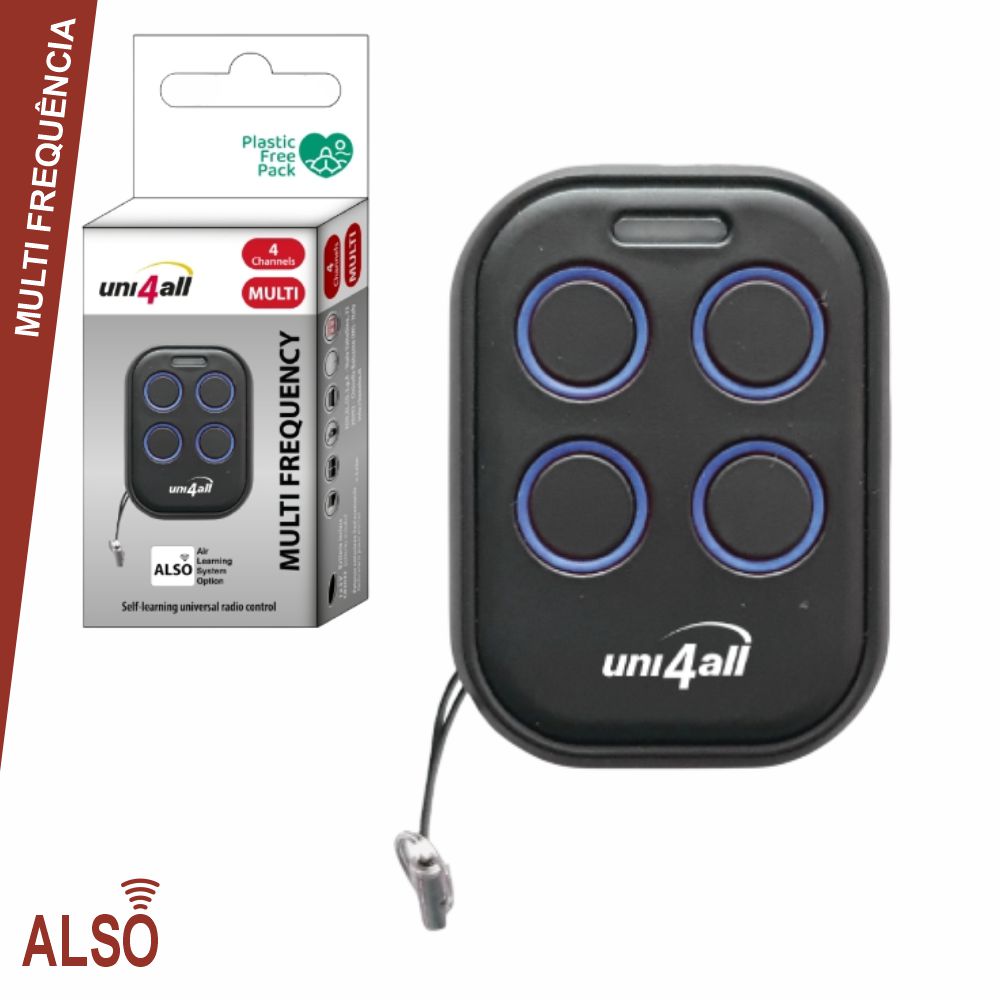 Comando Garagem Universal 4 Canais Multifreq/Rollingcode - Tauu.pt