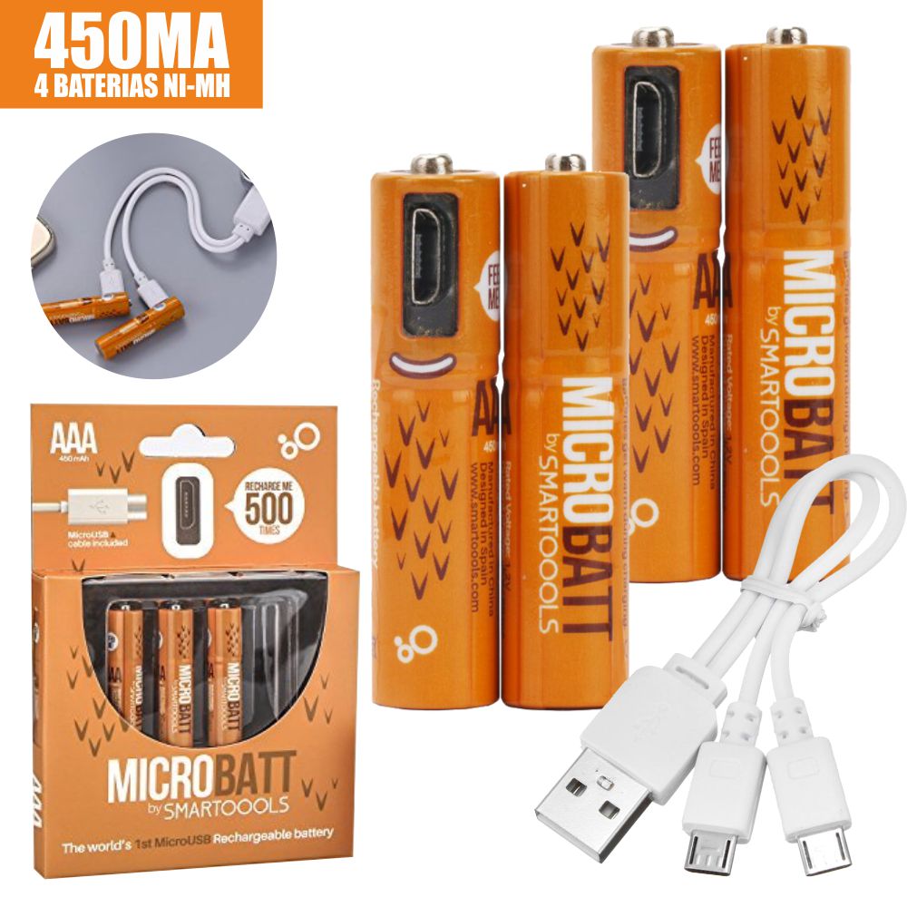 Baterias C/ Porta Micro Usb Ni-Mh 450Ma 4X Smartoools - Tauu.pt