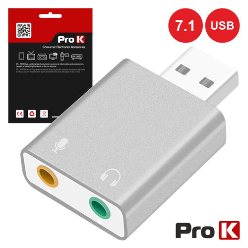 Adaptador Placa Som Usb 7.1 C/ 2 Fichas Jack Prok - Tauu.pt