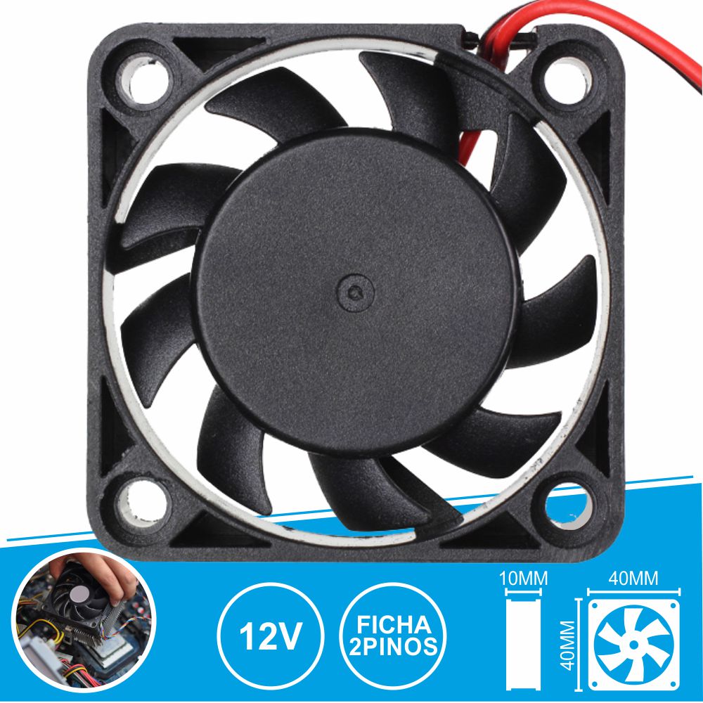 Ventoinha 12V 40X40X10Mm Ficha 2 Pinos - Tauu,pt