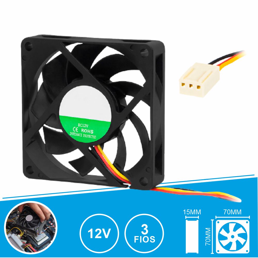 Ventoinha 12V 70X70X15Mm 3 Fios - Tauu.pt