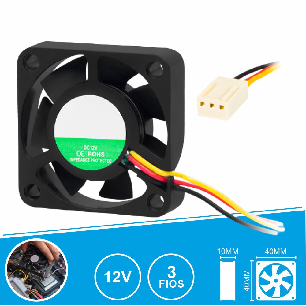 Ventoinha 12V 40X40X10Mm 3 Fios - Tauu.pt