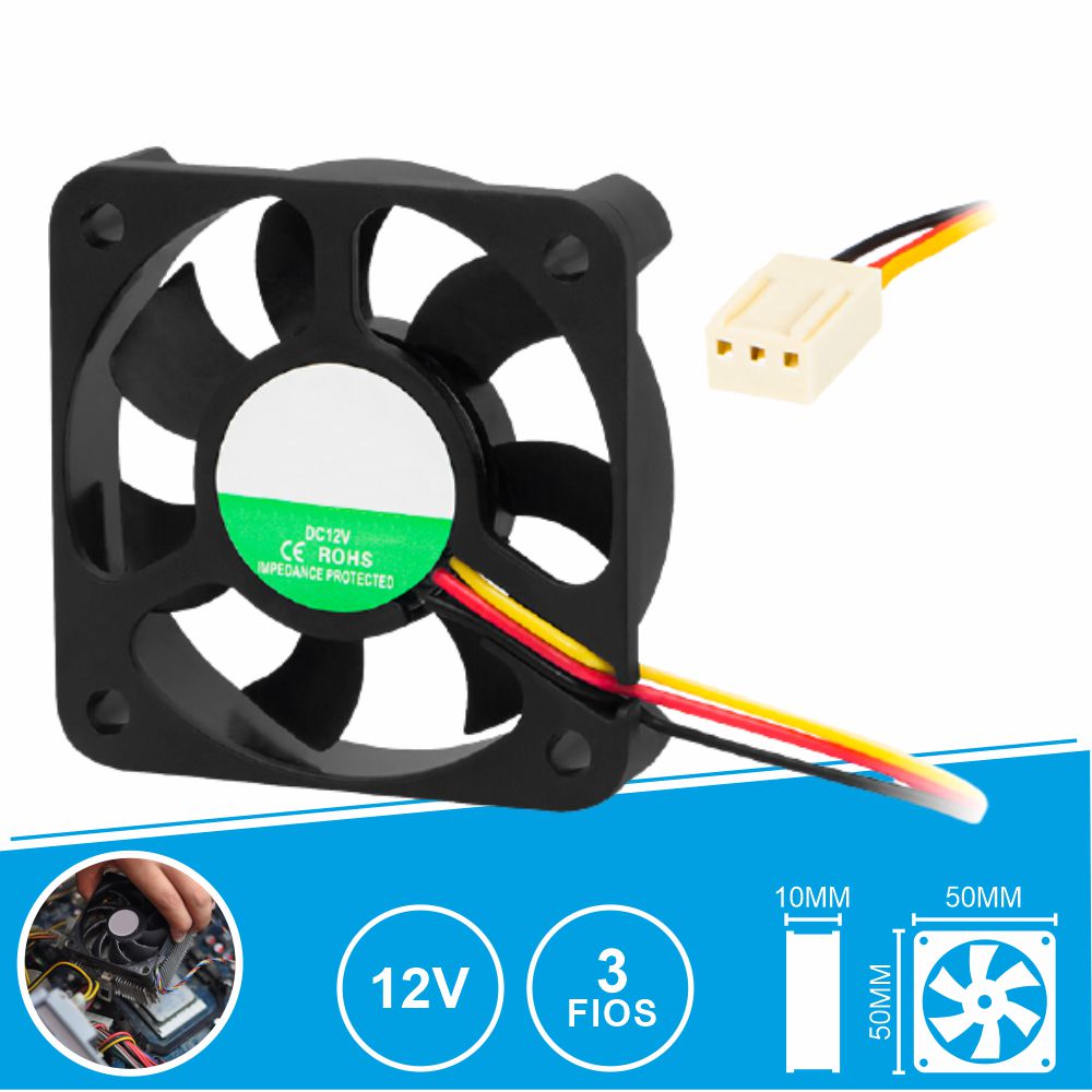 Ventoinha 12V 50X50X10Mm 3 Fios - Tauu.pt