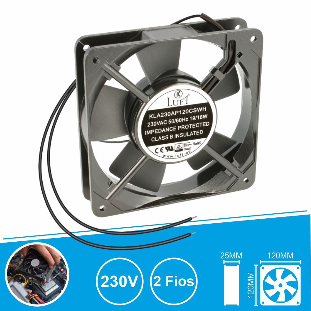Ventoinha 230V 120X120X25Mm 2 Fios Kla230Ap120Cswh Luft - Tauu.pt