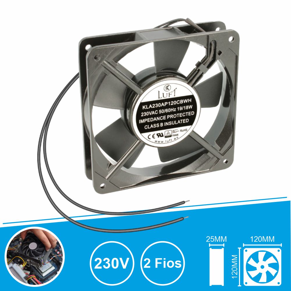Ventoinha 230V 120X120X25Mm 2 Fios Kla230Ap120Cbwh Luft - Tauu.pt