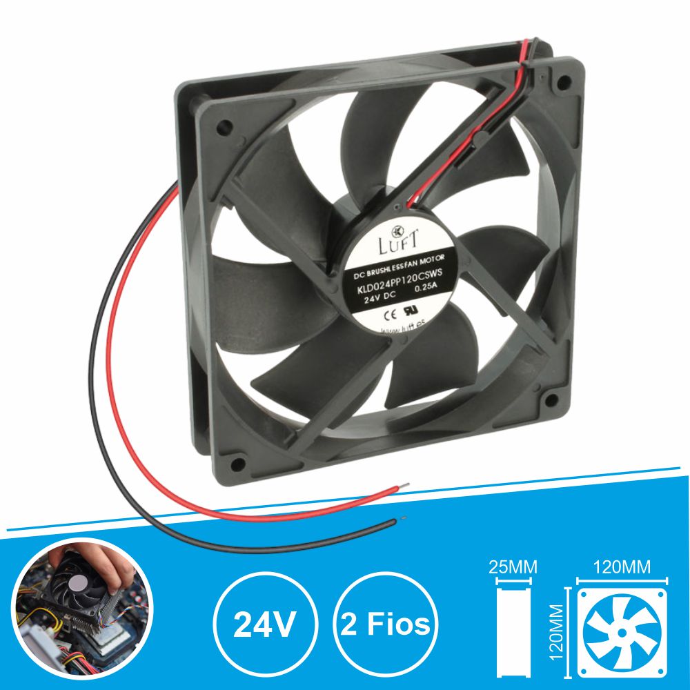 Ventoinha 24V 120X120X25Mm 2 Fios Kld024Pp120Csws Luft - Tauu.pt