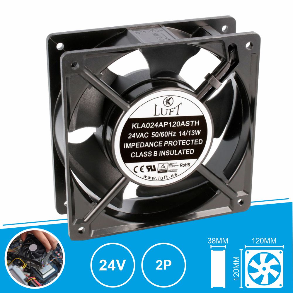 Ventoinha 24V 120X120X38Mm 2 Pinos Kla024Ap120Asth Luft - Tauu.pt