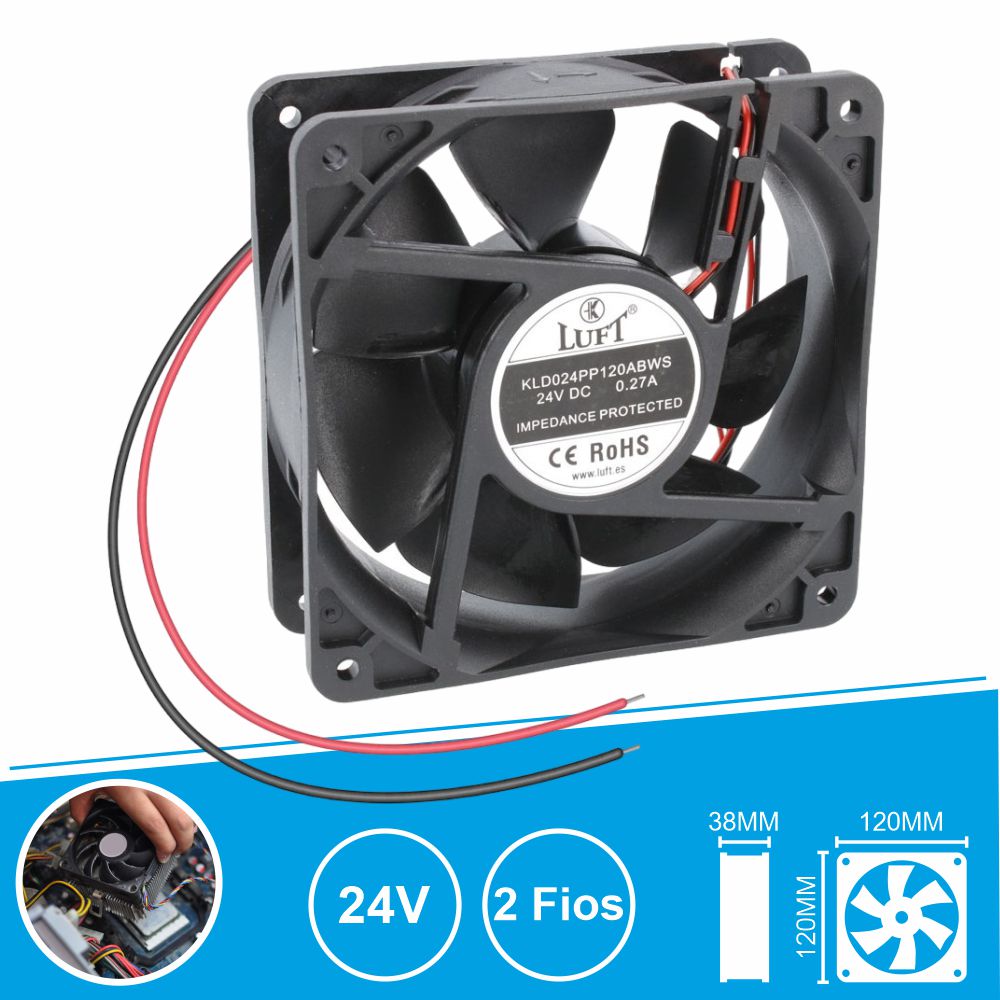 Ventoinha 24V 120X120X38Mm 2 Fios Kld024Pp120Abws Luft - Tauu,pt