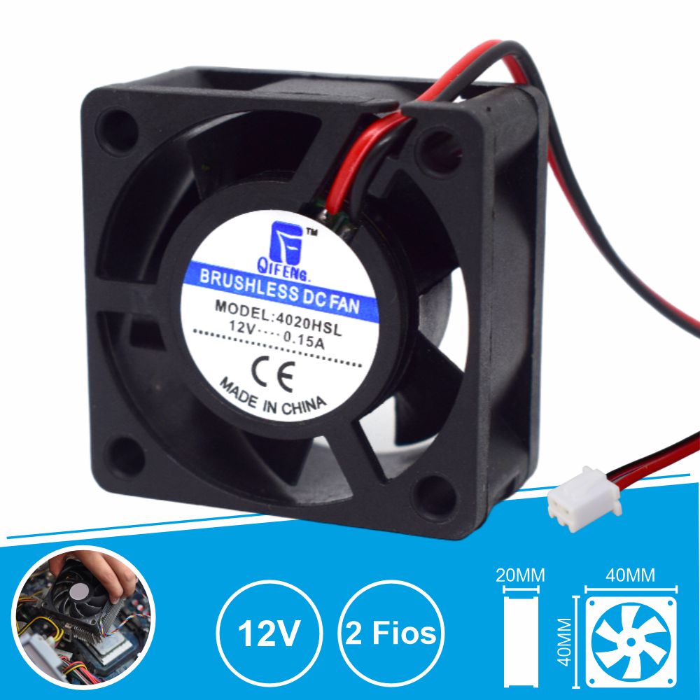 Ventoinha 12V 40X40X20Mm 2 Fios - Tauu,pt