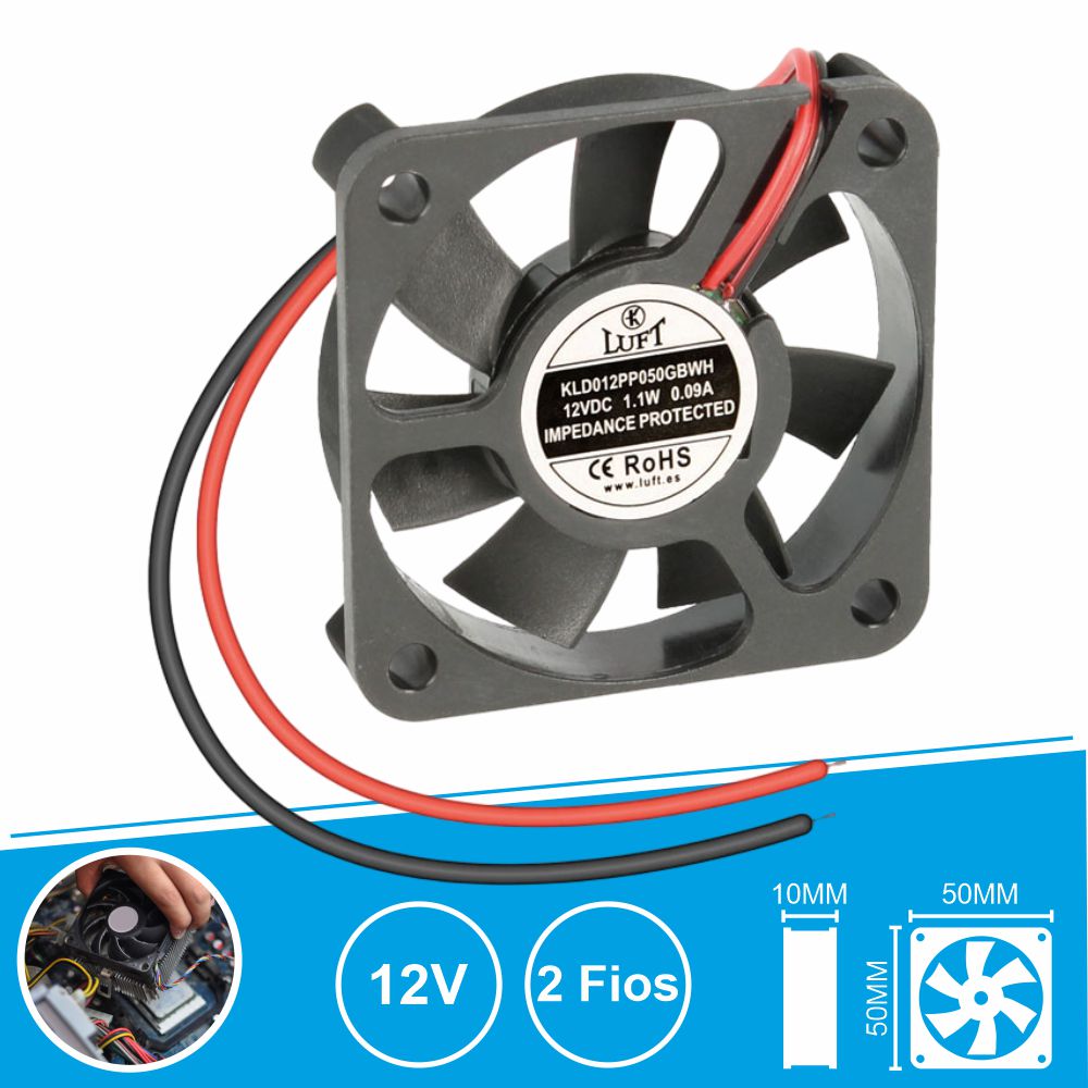 Ventoinha 12V 50X50X10Mm 2 Fios Kld012Pp050Gbwh Luft - Tauu.pt