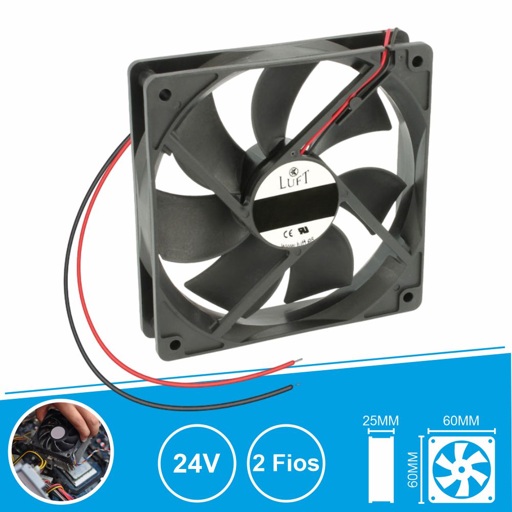 Ventoinha 24V 60X60X25Mm 2 Fios Kld024Pp060Csws Luft - Tauu,pt