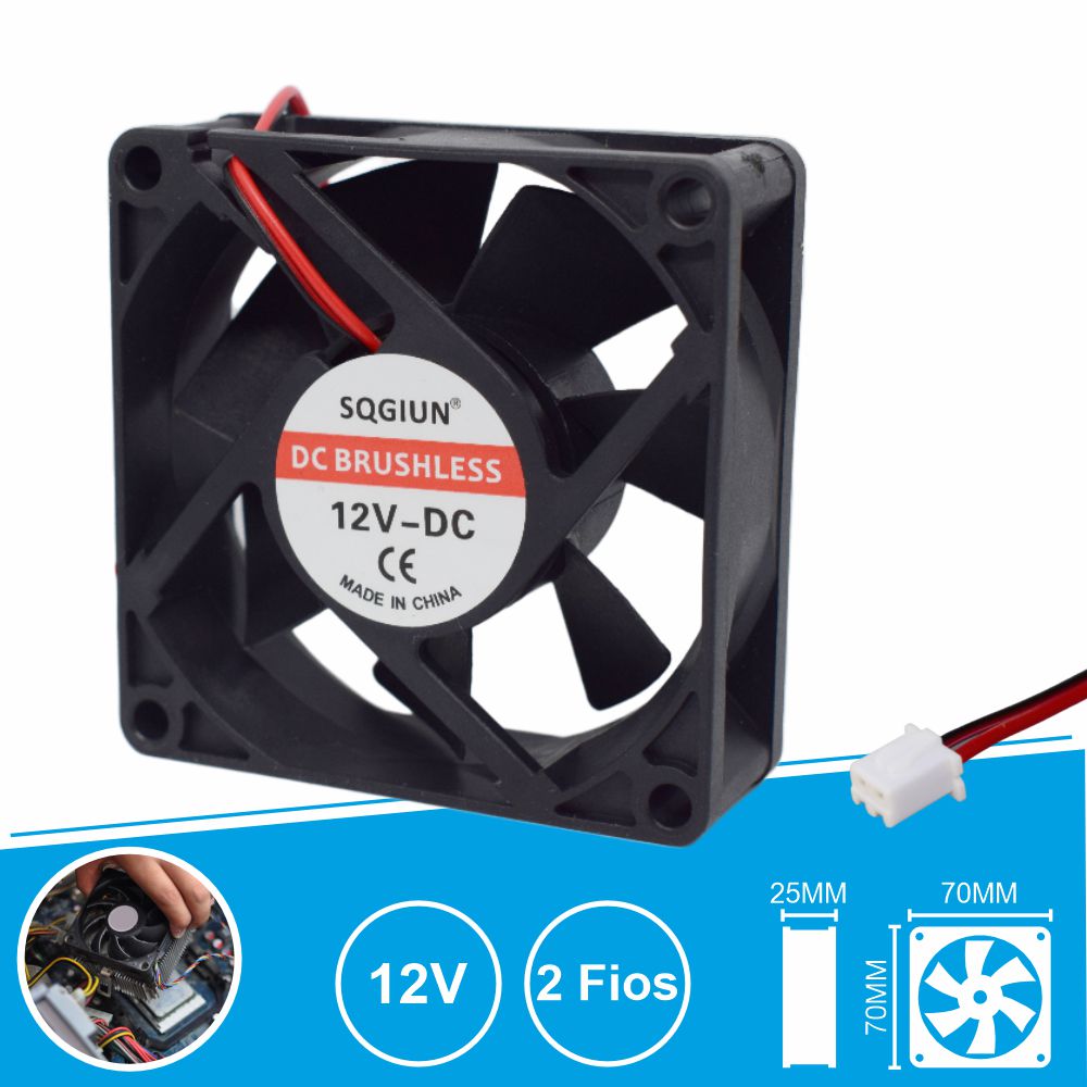 Ventoinha 12V 70X70X25Mm 2 Fios - Tauu.pt