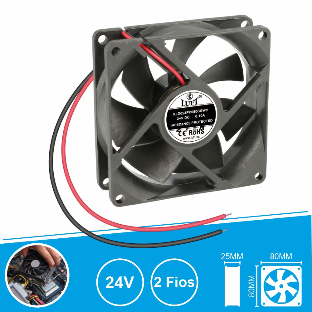 Ventoinha 24V 80X80X25Mm 2 Fios Kld024Pp080Cswh Luft - Tauu.pt