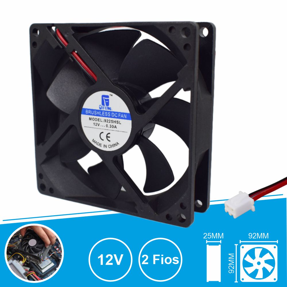 Ventoinha 12V 92X92X25Mm 2 Fios - Tauu,pt