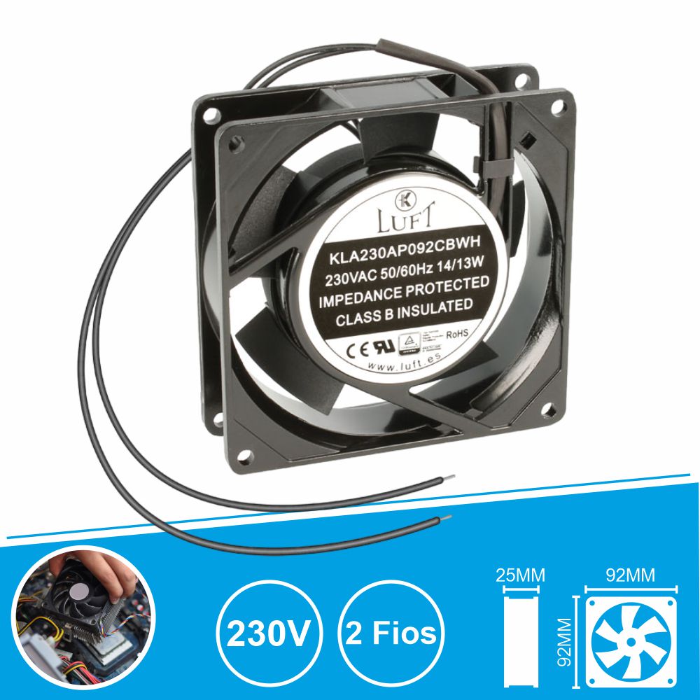 Ventoinha 230V 92X92X25Mm 2 Fios Kla230Ap092Cbwh Luft - Tauu,pt