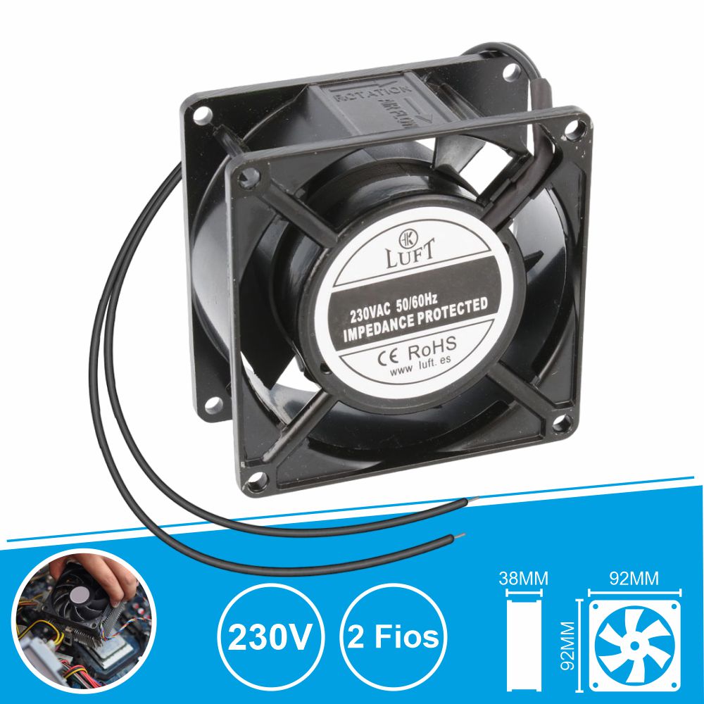 Ventoinha 230V 92X92X38Mm 2 Fios Kla230Ap092Aswh-S Luft - Tauu.pt
