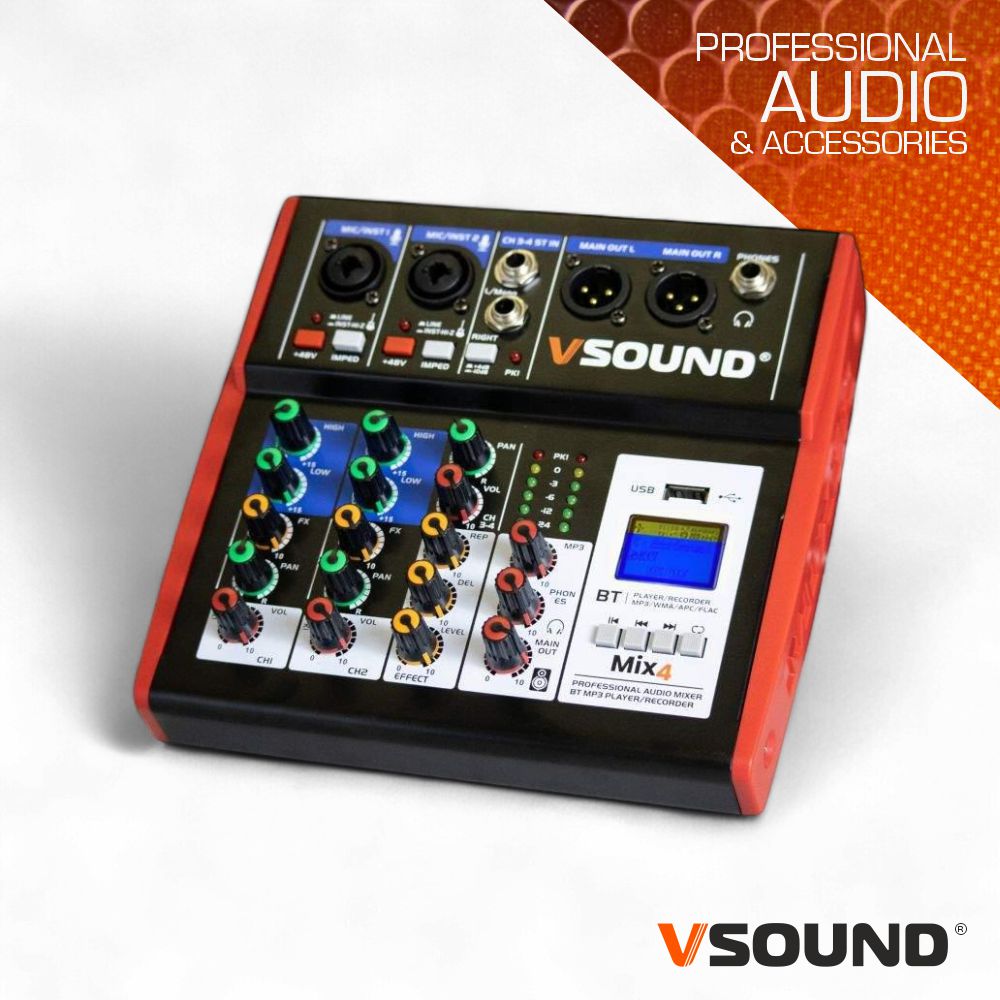 Mesa De Mistura 4 Canais C/ Bt/Lcd/Usb/Pc/Phantom  Vsound - Tauu.pt