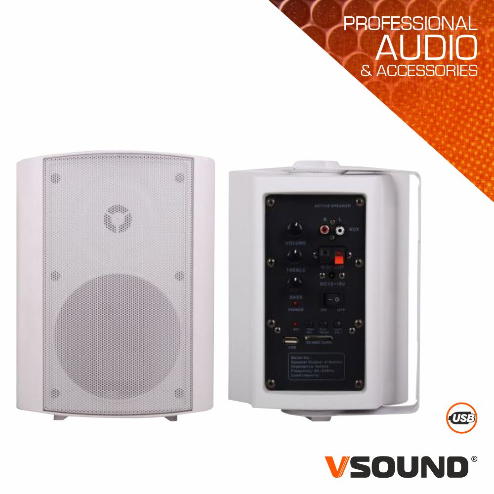 Conjunto 2 Colunas 5" Passiva+Amplificada 80W Usb Vsound - Tauu.pt