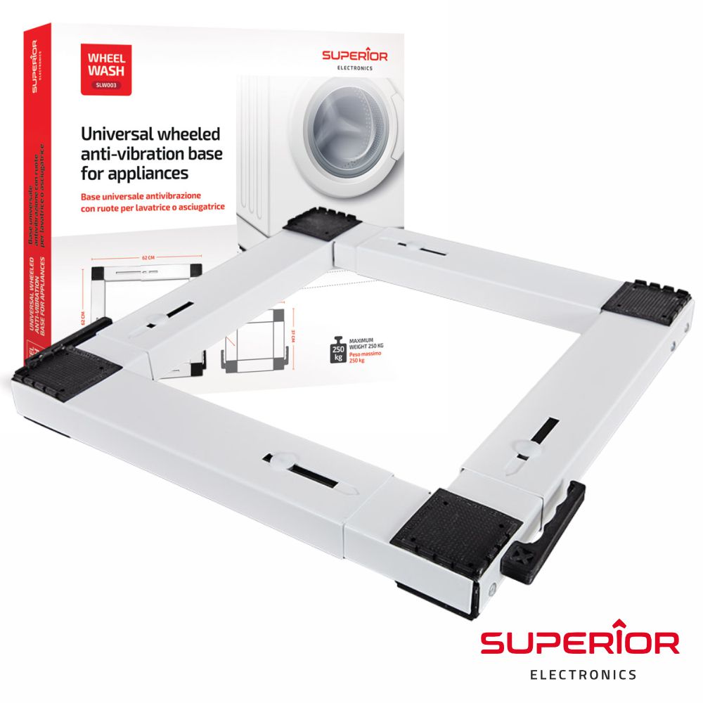 Suporte C/ Rodas P/ Máquina Lavar/Secar Roupa 250Kg 37~62Cm² - Tauu.pt