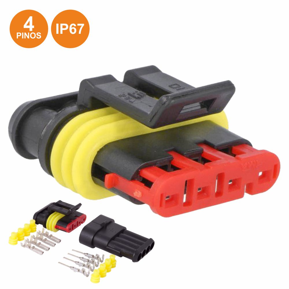 Ficha Automativa Amp 4 Pinos Superseal 1,5 C/ Terminais Ip67 - Tauu,pt