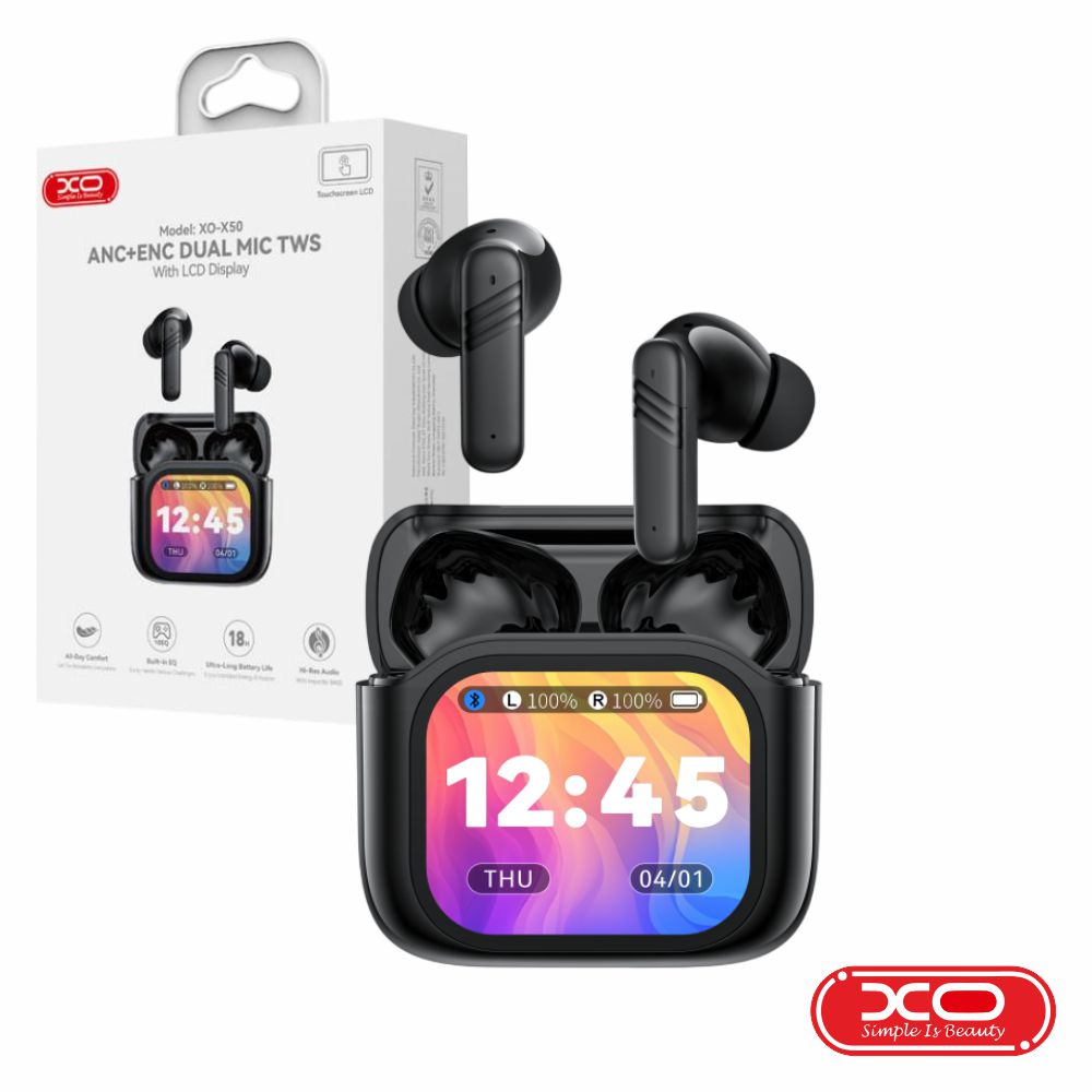 Auriculares Com Display Tws Bluetooth 5.4 Anc+Enc Preto Xo - Tauu.pt