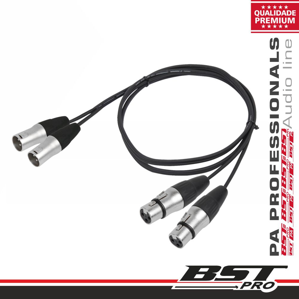 Cabo 2-Xlr 3P Macho / 2-Xlr 3P Fêmea 1.5M Bstpro - Tauu.pt