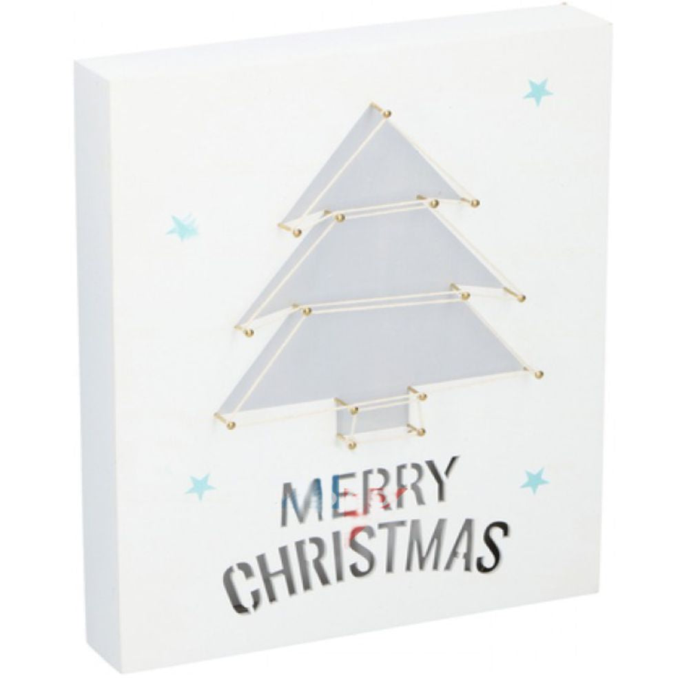 Placa Decorativa Merry Christmas Mdf C/ 6 Leds - Tauu,pt