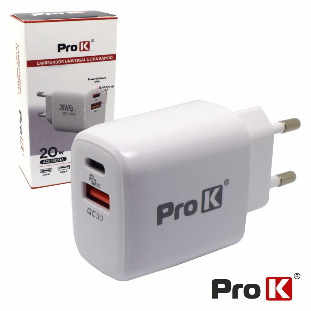 Alimentador Usb-A/Usb-C Pd+Qc3,0 20W Prok - Tauu,pt
