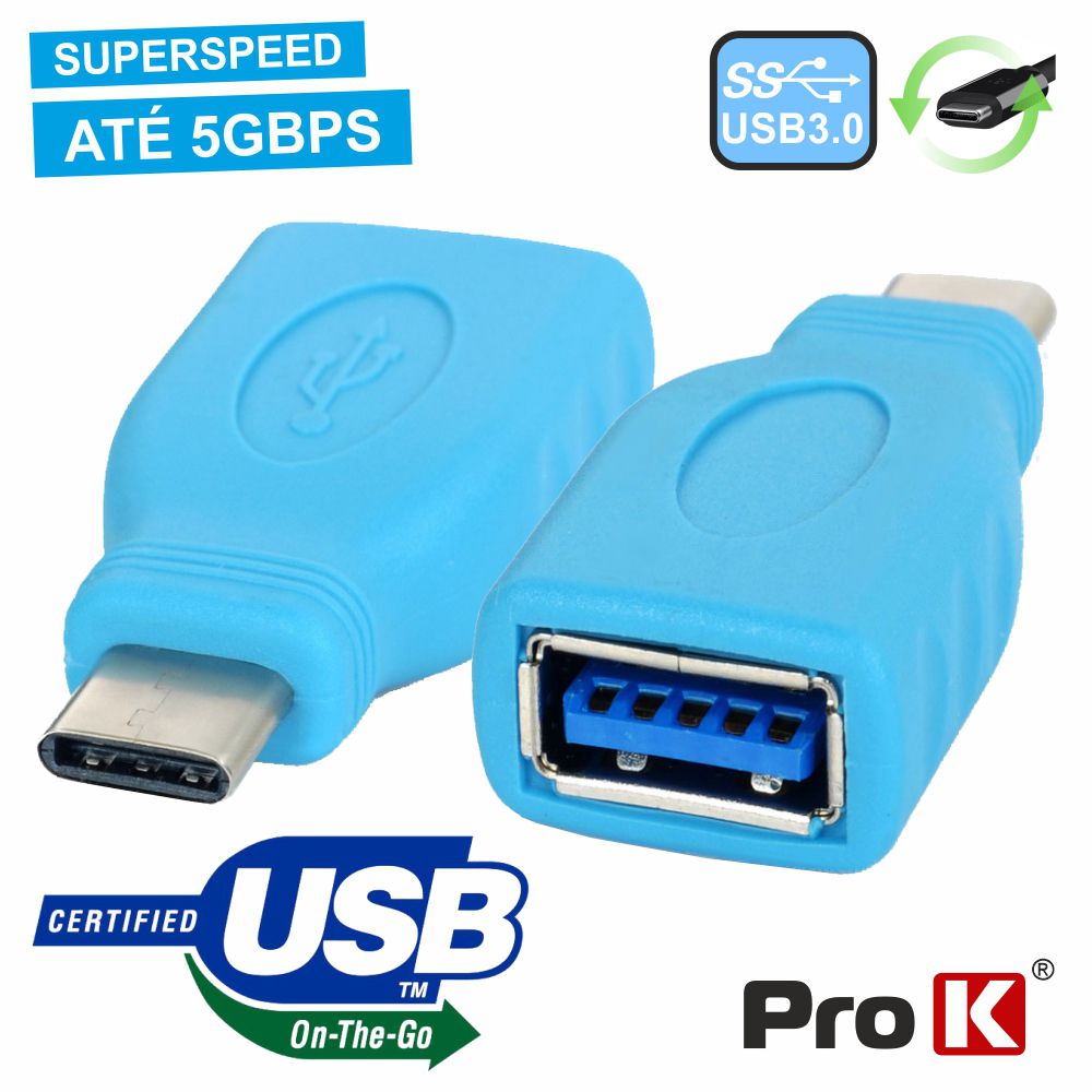 Ficha Adaptadora Usb-C 3,0 Macho / Usb-A Fêmea Otg - Tauu,pt