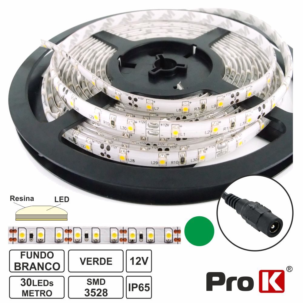 Fita 150 Leds 3528 Impermeável Verde 12V 5M Prok - Tauu,pt