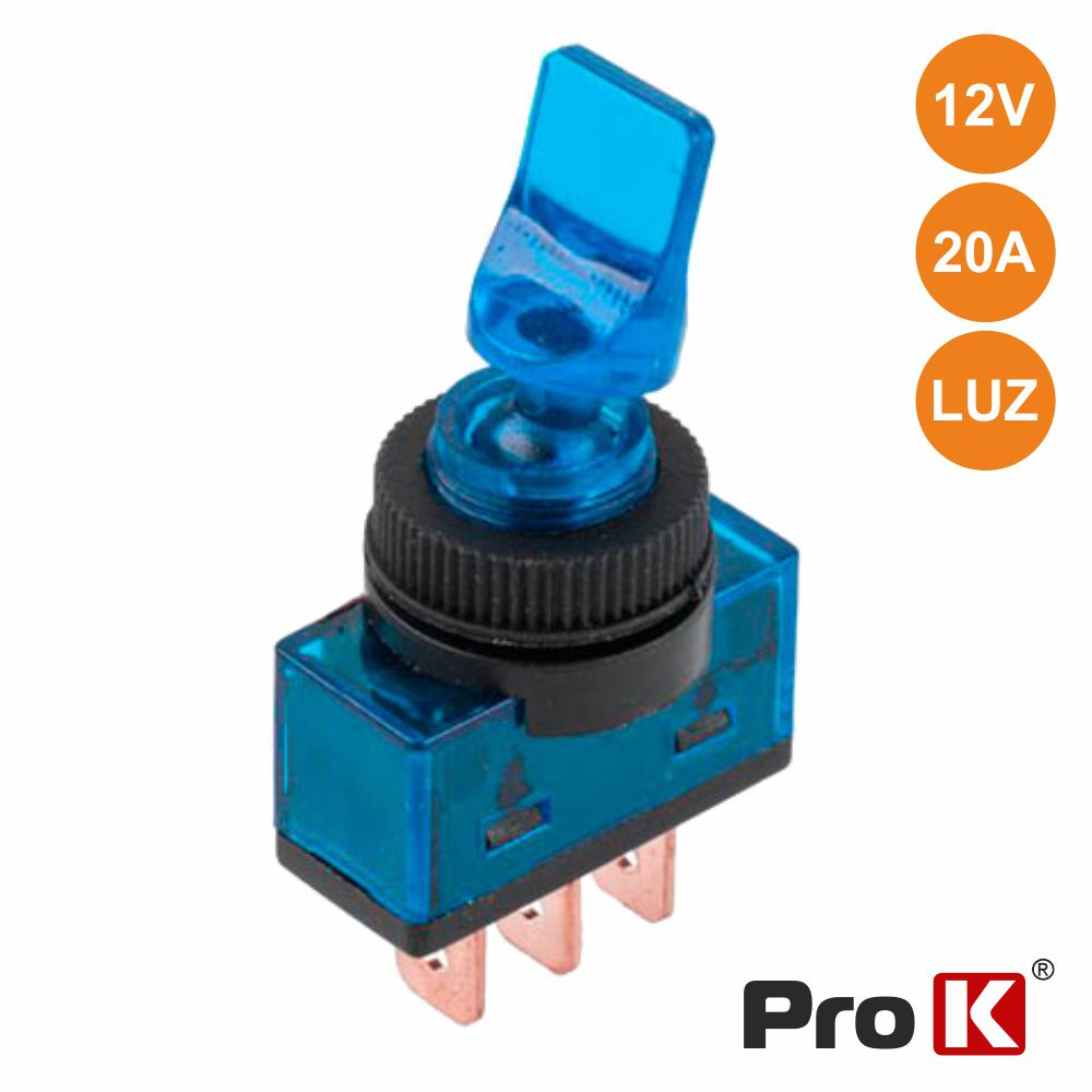 Interruptor Alavanca On-Off 20A/12V Luminoso Azul Prok - Tauu.pt